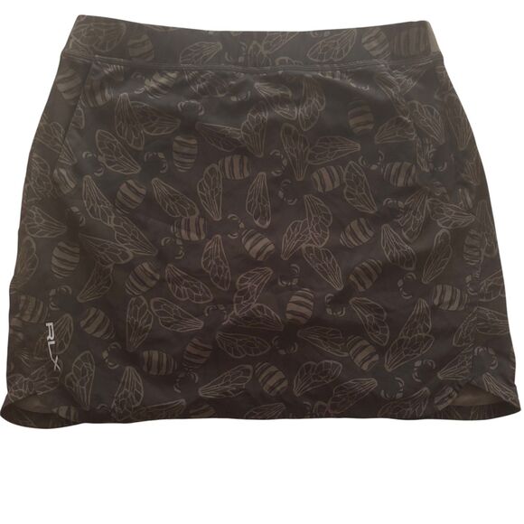 RL RLX Ralph Lauren Skort Bee Print Skirt Shorts Brown M bv - Picture 2 of 13